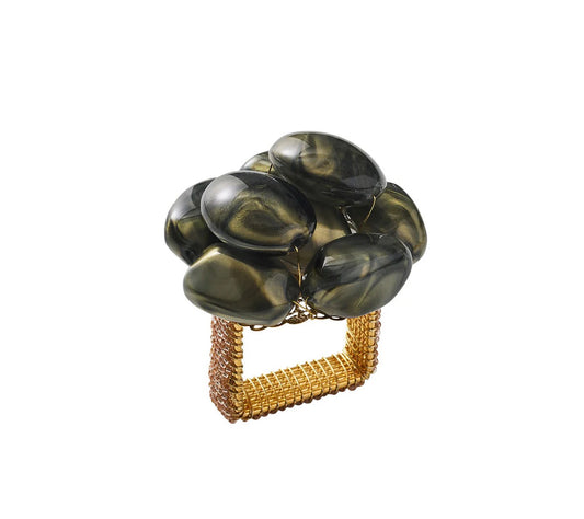 Bonton Gray & Gold Napkin Ring, Set of 4