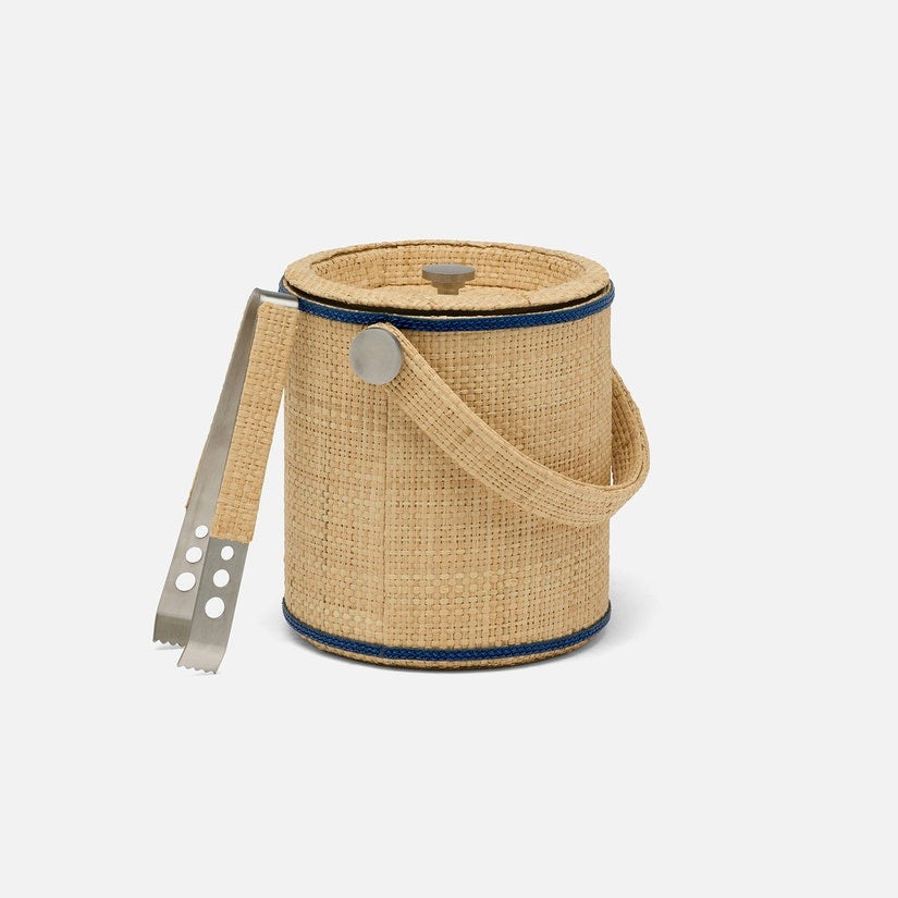 Gable Natural/White, Ice Bucket W/Tongs, Round