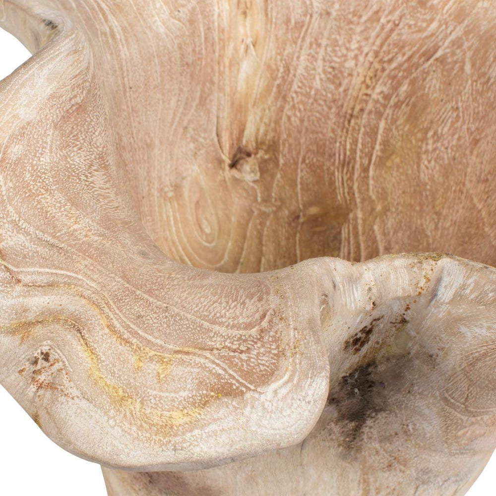 Teak Flow Outdoor Bowl, White Wash