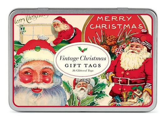 Vintage Christmas Glitter Gift Tags