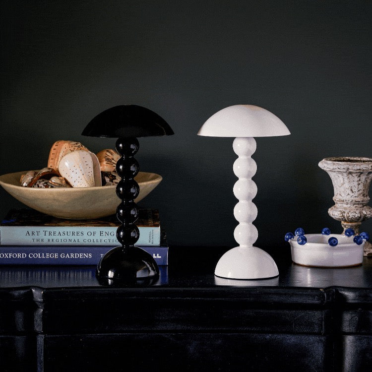 White Lacquer Rechargeable Bobbin LED Lamp