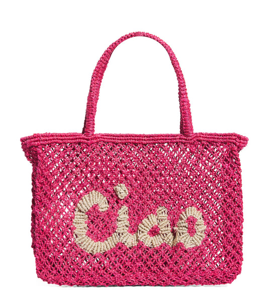Tracy Ciao Hot Pink Jute Tote