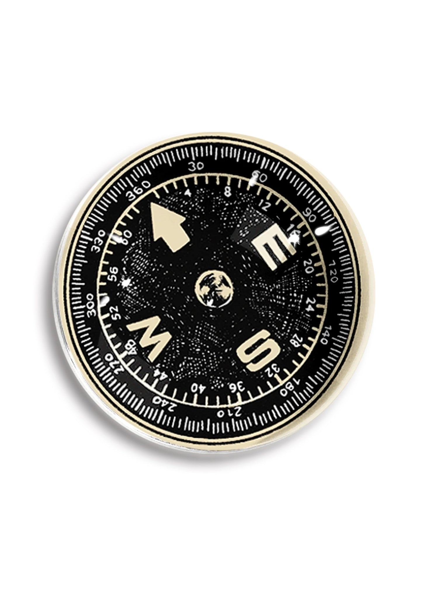 Vintage Compass Illustration Crystal Dome Paperweight