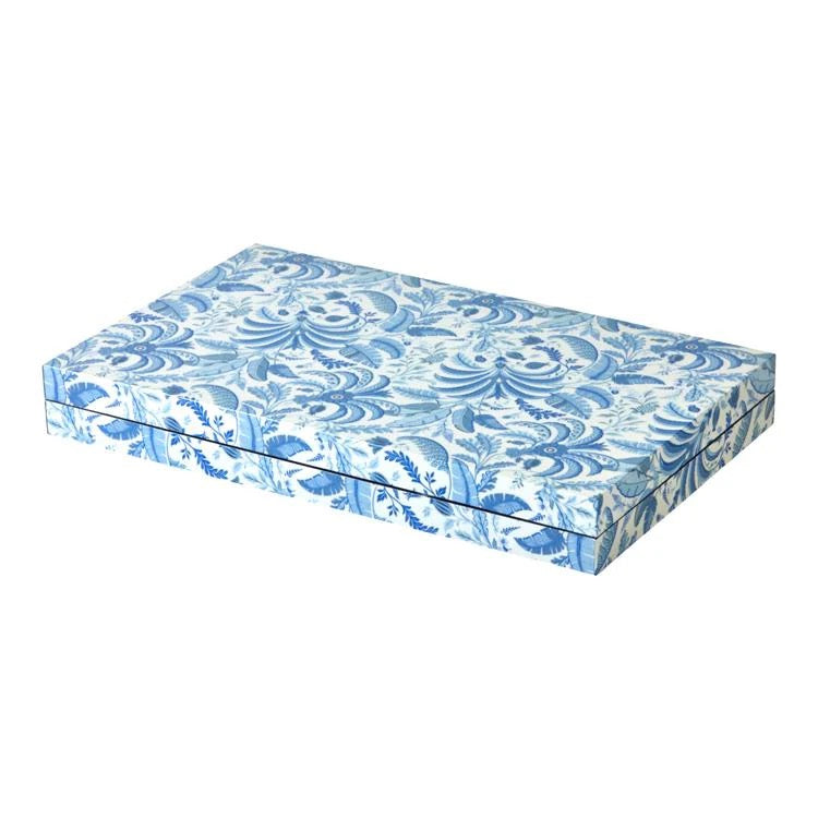 Blue Lacquer Backgammon Set