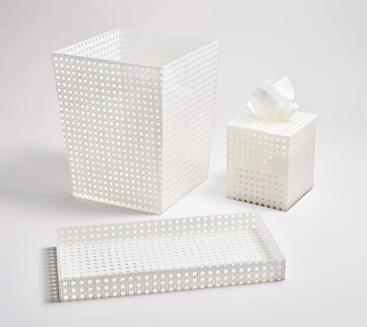 Reed Vanity Tray in White 15 X 15