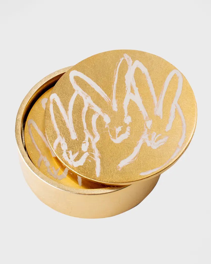 Framed Bunnies Gold Leaf Coaster Box Set, Set of 4