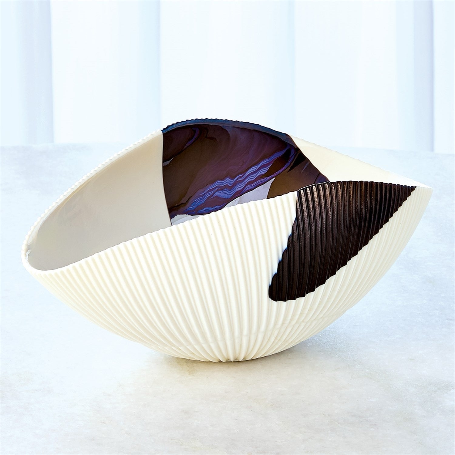 Pleated Bowl - Bronze Stripe - Medium - Thumbnail 3