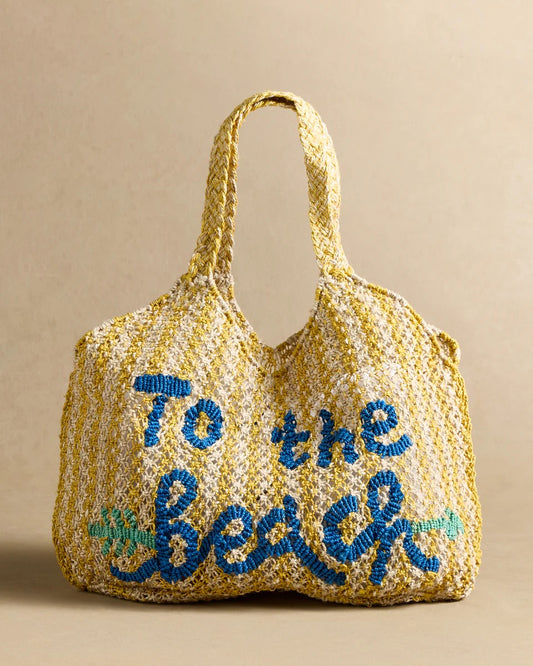 Drew Yellow Stripe To the Beach Jute Tote