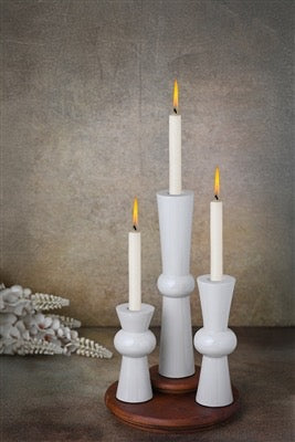 WHITE ALUMINIUM CANDLE HOLDER MEDIUM - WHITE