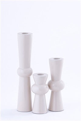 WHITE ALUMINIUM CANDLE HOLDER SMALL - WHITE