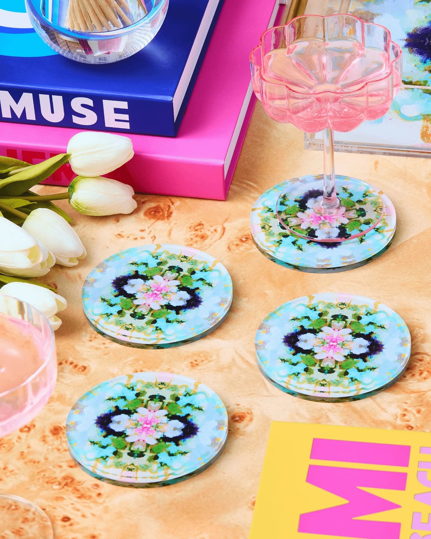 Nantucket Bloom Coasters: Set of 4