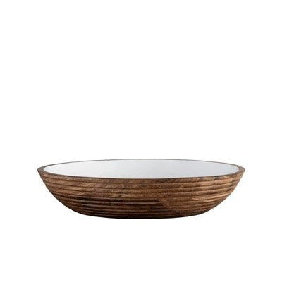 MANGO WOOD LG BOWL - NATURAL & WHITE