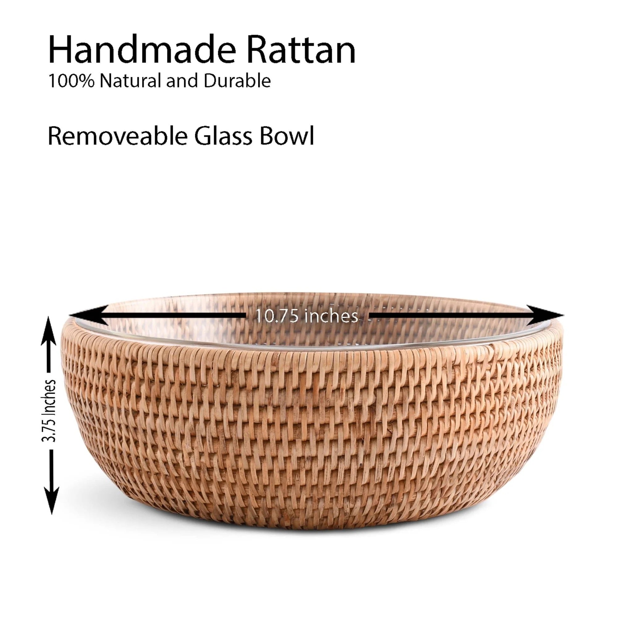 Hand Woven Serving Bowl Rattan - Thumbnail 5