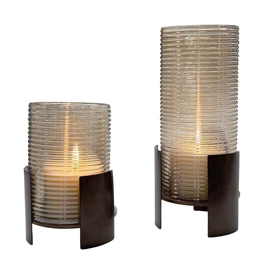 Fluted Fire Candleholders, S/2