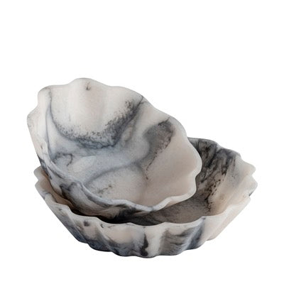 GREY RESIN FLOWER BOWL SET OF 2 - GREY