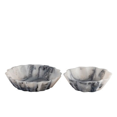 GREY RESIN FLOWER BOWL SET OF 2 - GREY