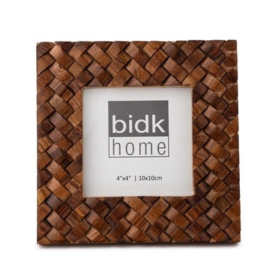 4X4” CRISS CROSS WOOD PICTURE FRAME - BROWN