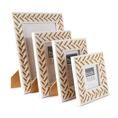 8X10” WHITE RESIN CRISS CROSS PICTURE FRAME - BROWN & WHITE