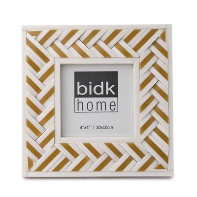 4X4” WHITE RESIN CRISS CROSS PICTURE FRAME - BROWN & WHITE