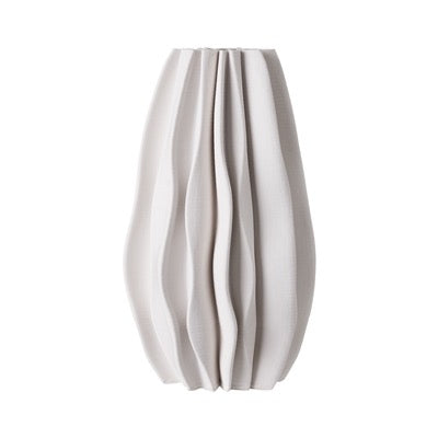 CERAMIC VASE WHITE DIA 6" CURVE - WHITE
