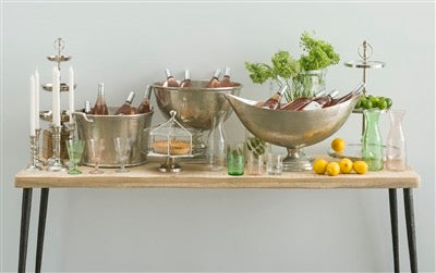 RAW ALUM. SQ. BASE PLANTER/WINE COOLER - RAW NICKEL - RAW NICKEL