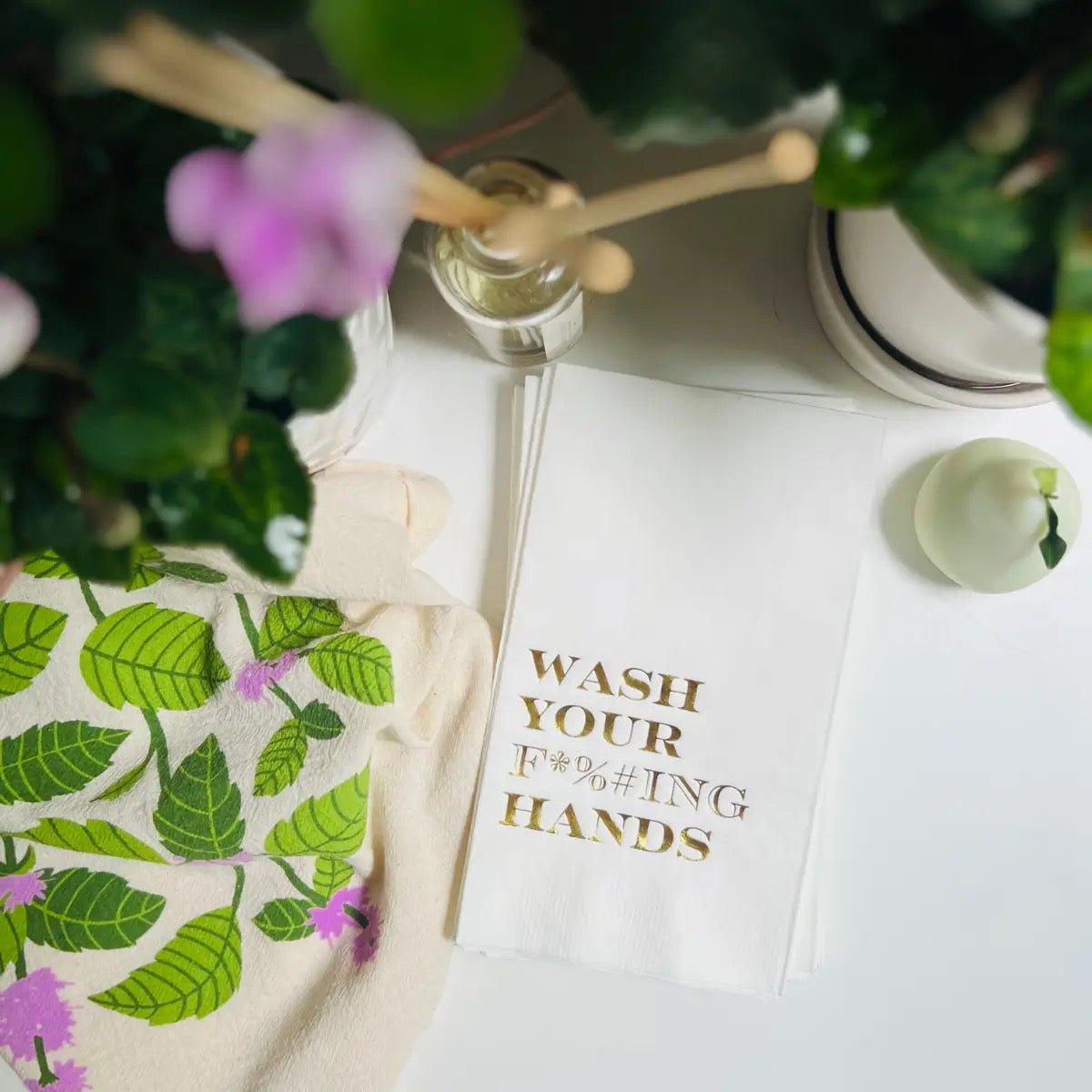 Wash Your F*%#Ing Hands Gold Paper Guest Towels