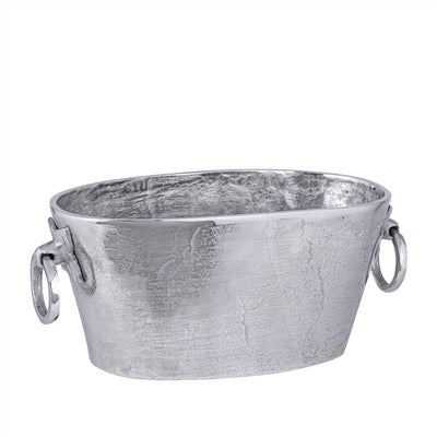 OVAL ALUM. WINE BUCKET/PLANTER - RAW NICKEL - RAW NICKEL