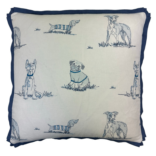 Dog Days EMB Porcelain 22 X 22 PILLOW