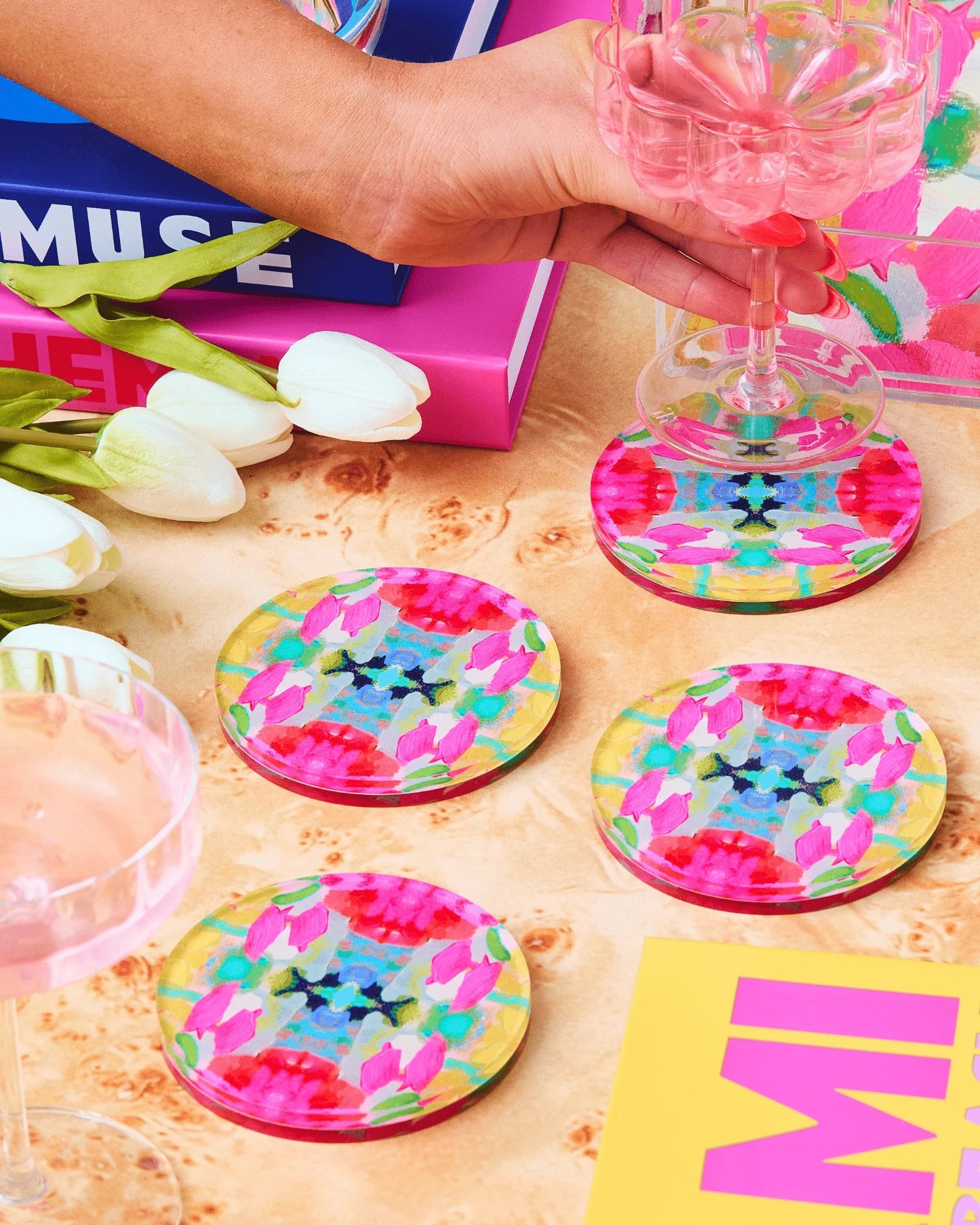 Pink Paradise Coasters: Set of 4