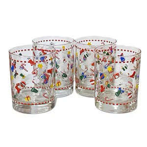 Vintage Christmas Ornament Cocktail Glasses