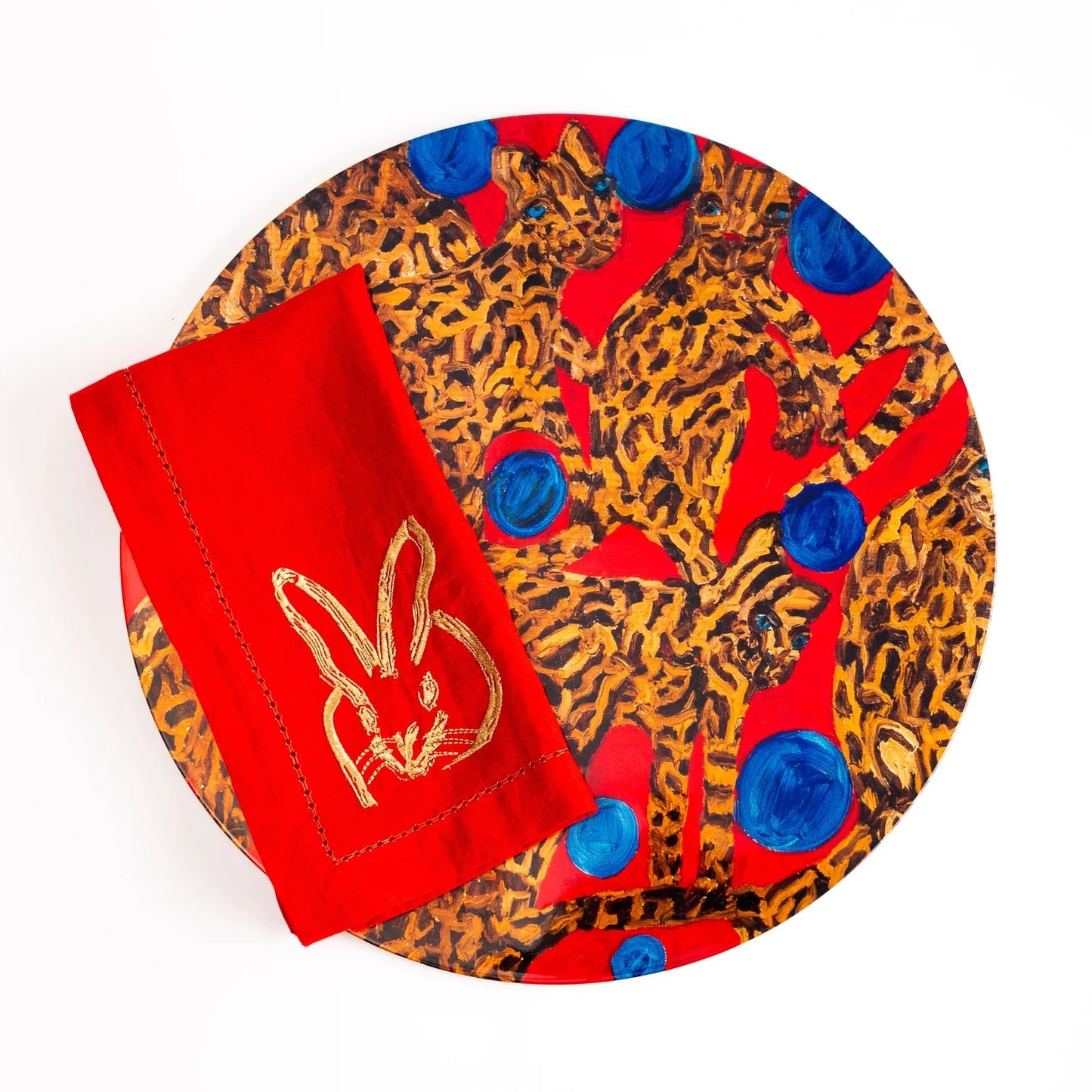Blue Pearls & Ocelot Lacquer Placemat, Set of 2