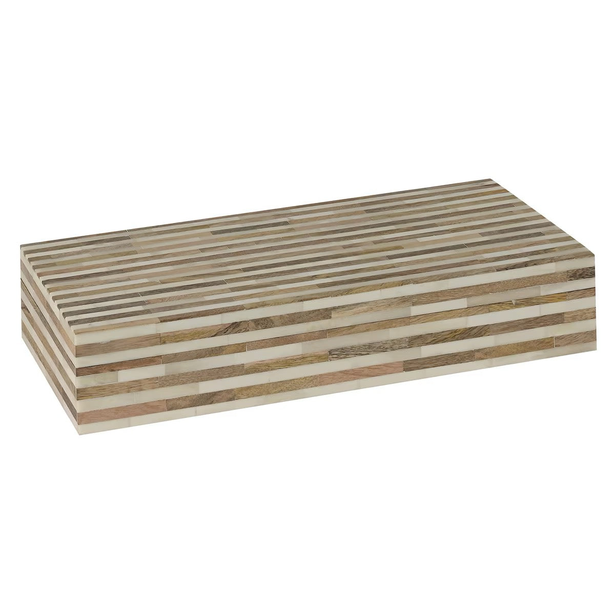 Wood and Bone Decorative Boxes, S/2 Natural and White