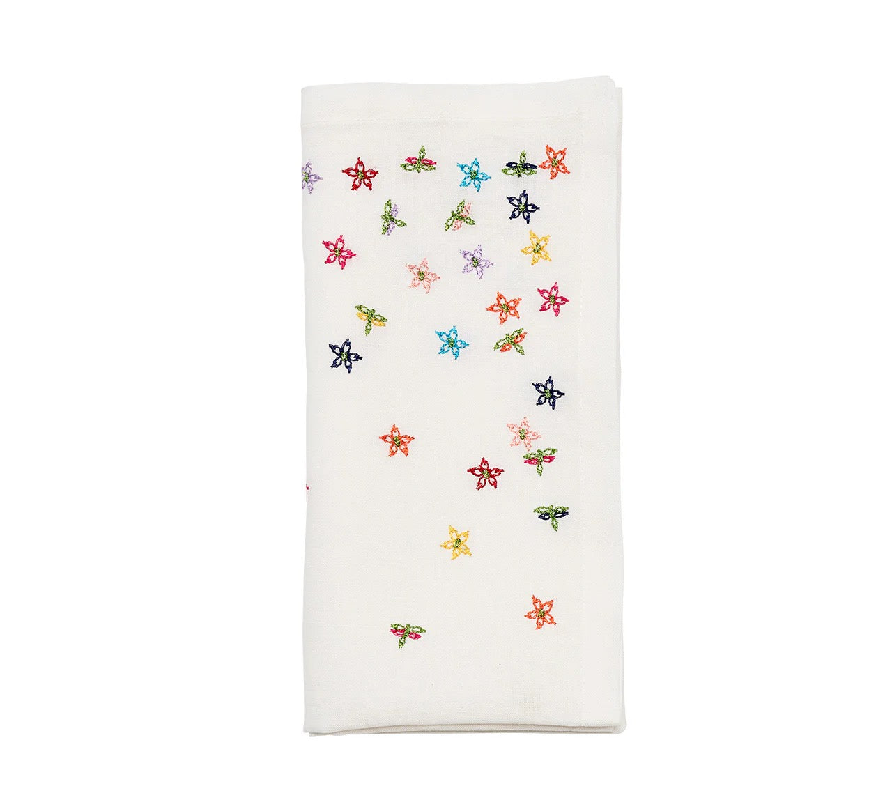 Wind Blown Napkin in White & Multi, Set of 4