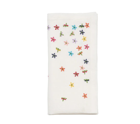 Wind Blown Napkin in White & Multi, Set of 4
