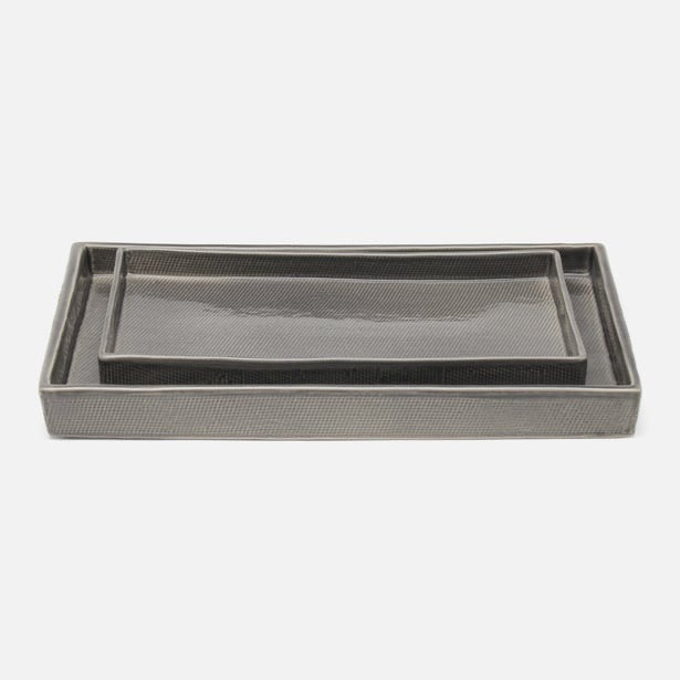Cordoba Gray Burlap Tray Set
