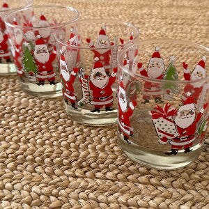 Vintage Santa Cocktail Glasses, Set of 5
