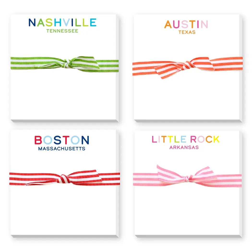 Rainbow City and State Doodle Notepad - Navy and Green Rainbow - Hilton Head