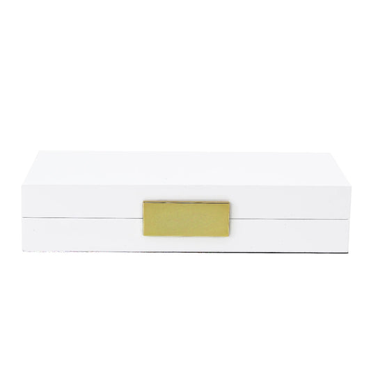 White Lacquer Jewelry Box with Gold