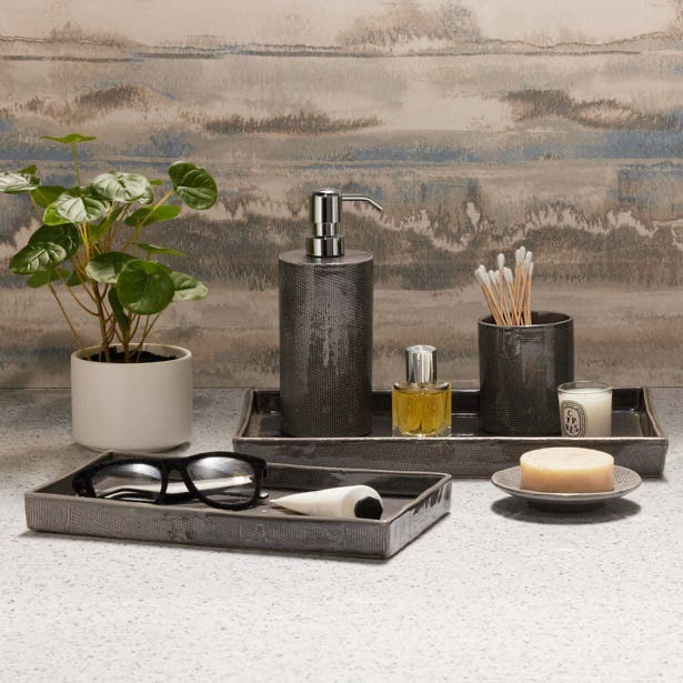 Cordoba Gray Burlap Tray Set