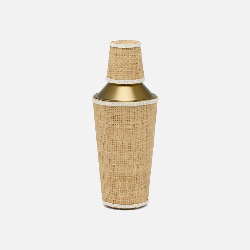 Gable Natural/White, Cocktail Shaker, Raffia/Leather/Gold