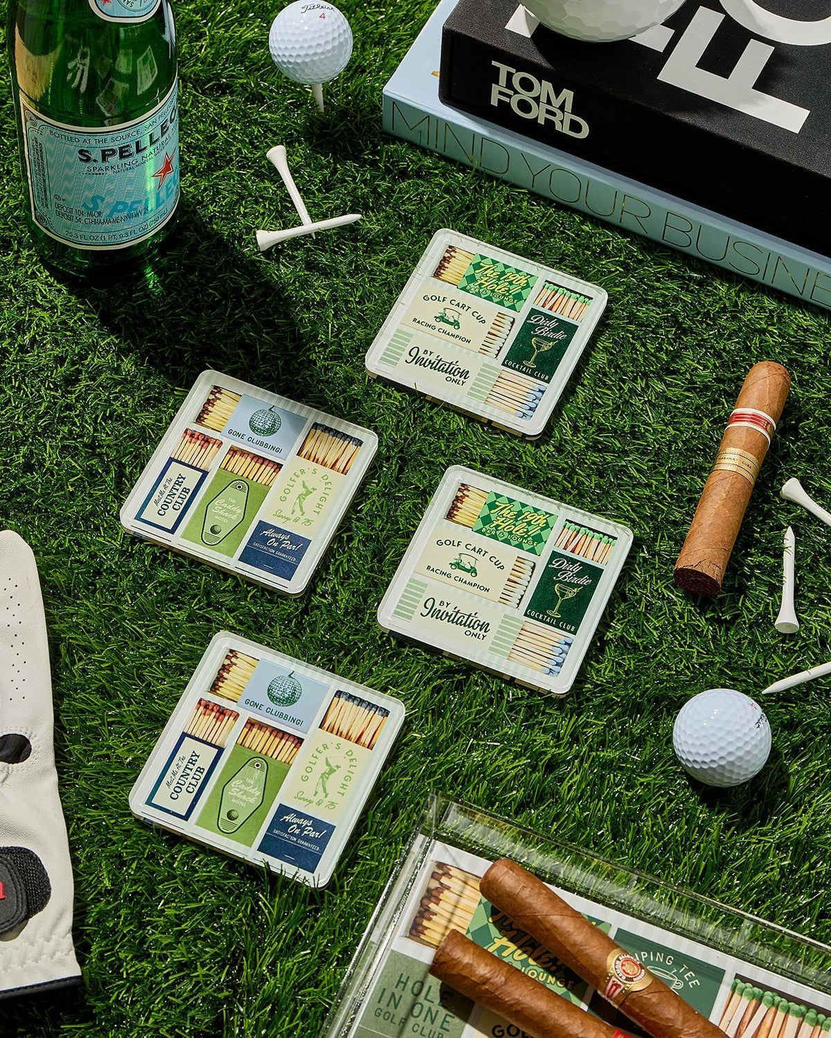 Golf Matchbook Coasters: Set of 4