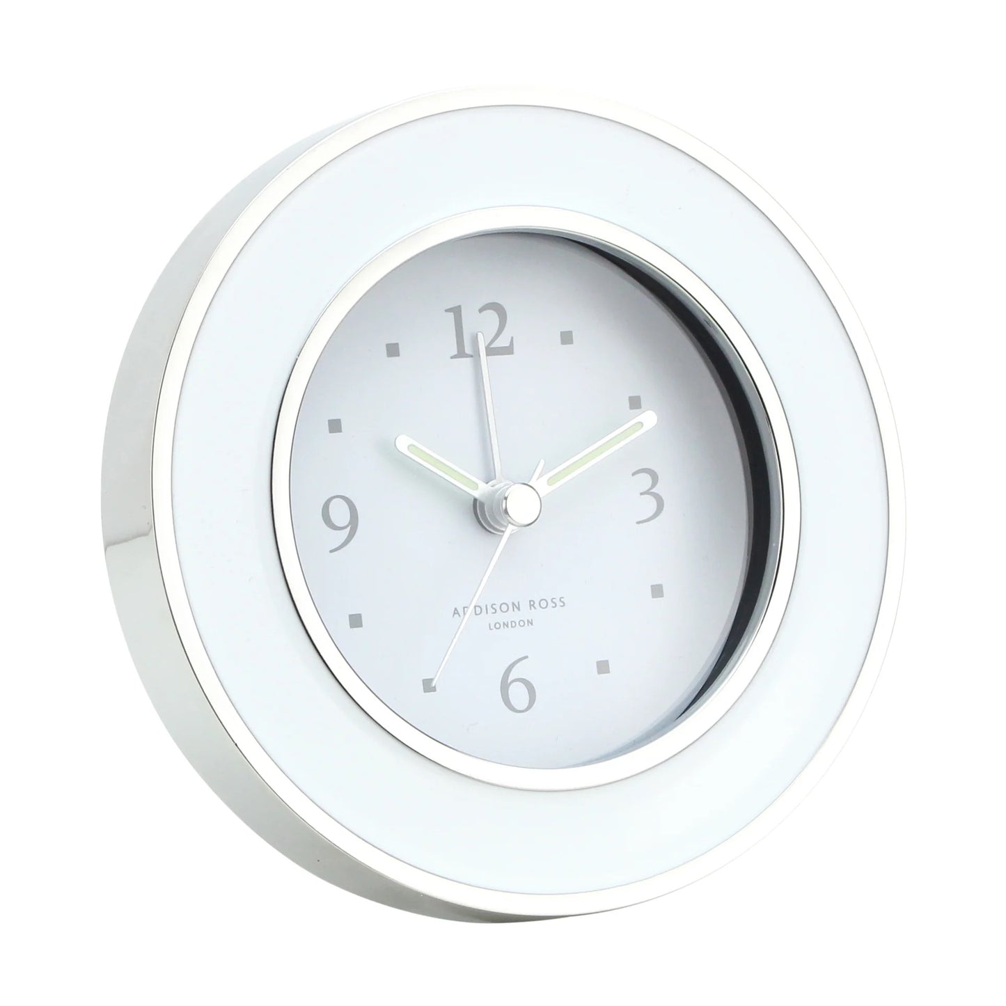 White Silver Silent Clock - Circular