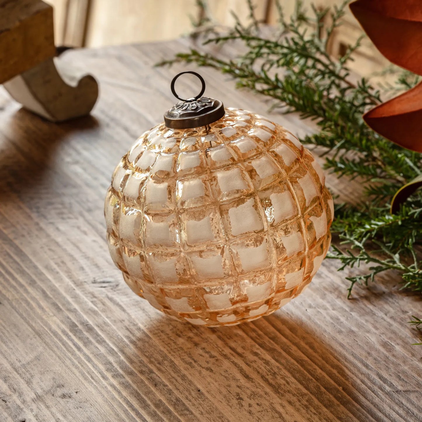 Etched Brilliant Gold Ball Ornament 4"