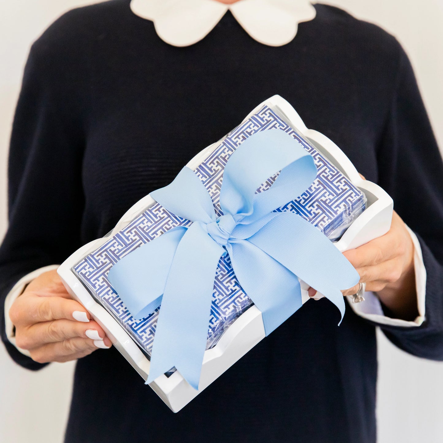 Paper Guest Towels - Navy Basketweave