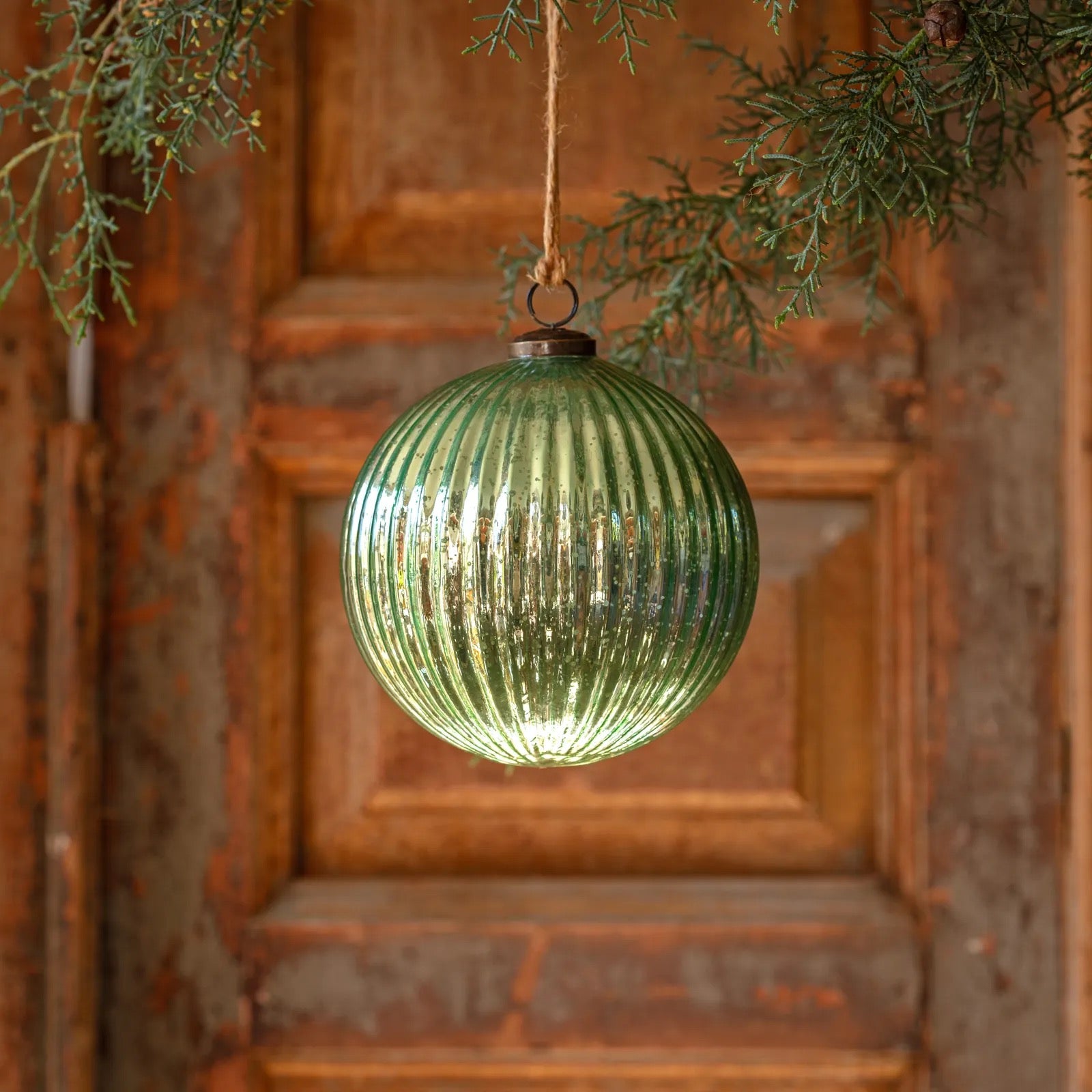 Spruce Mercury Glass Ball Ornament