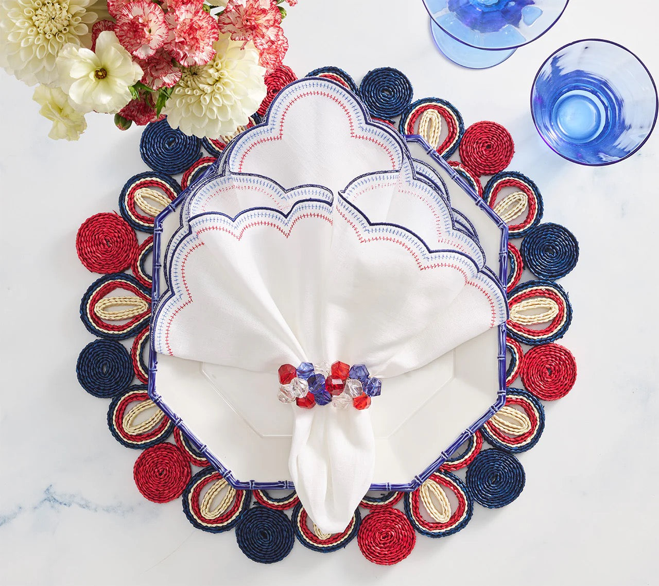 Pop Rocks Napkin Ring / Red, White & Blue