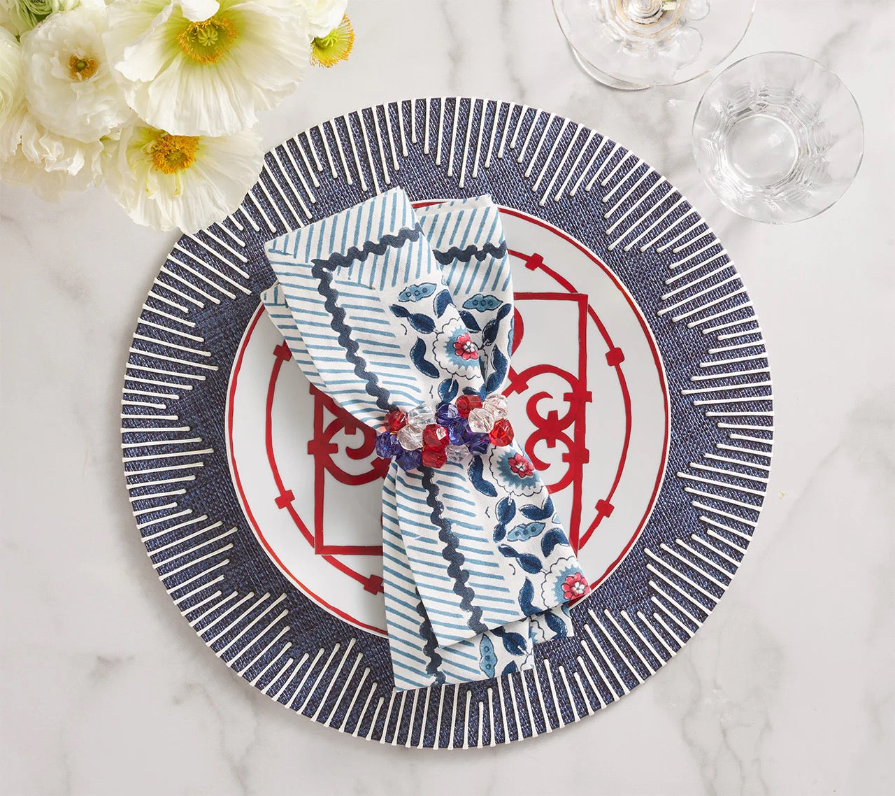 Pop Rocks Napkin Ring / Red, White & Blue