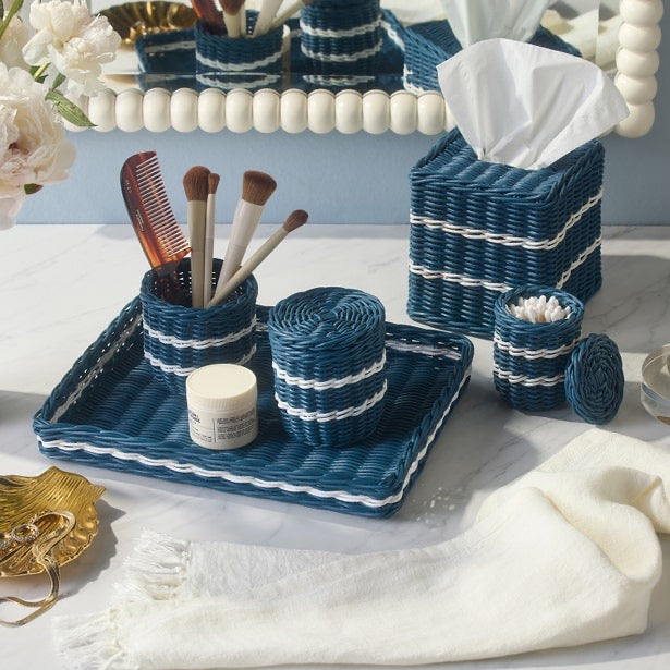 Danville Navy/White Brush Holder