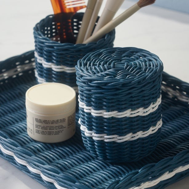 Danville Navy/White Brush Holder