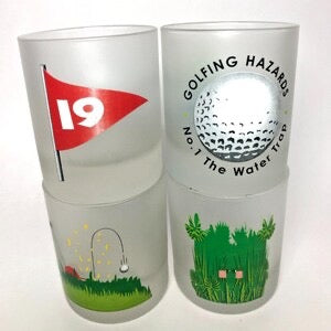 Vintage Frosted Golf Cocktail Glasses, Set of 4
